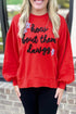 How Bout Them Dawgs Chenille Script Balloon Sleeve Drop Shoulder Sweatshirt
