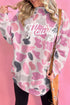 Howdy Camo Print Mock Neck Baggy Pullover Sweatshirt