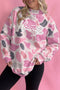 Howdy Camo Print Mock Neck Baggy Pullover Sweatshirt