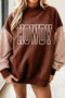 Howdy Embroidered Plaid Sleeve Mock Neck Sweatshirt