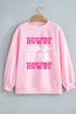 Howdy Graphic Polka Dot Hem Mock Neck Sweatshirt