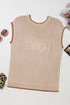 Howdy Letter Print Western Graphic Knit Short Sleeve Sweater