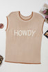 Howdy Letter Print Western Graphic Knit Short Sleeve Sweater