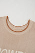Howdy Letter Print Western Graphic Knit Short Sleeve Sweater
