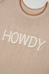 Howdy Letter Print Western Graphic Knit Short Sleeve Sweater