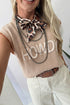 Howdy Letter Print Western Graphic Knit Short Sleeve Sweater