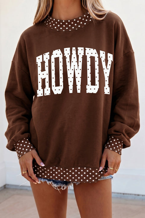 Howdy Polka Dot High Neck Baggy Pullover Sweatshirt