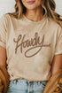Howdy Rope Script Embroidered Western Style Graphic Short Sleeve Tee
