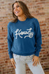 Howdy Script Graphic Crew Neck Pullover Sweater