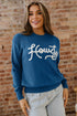Howdy Script Graphic Crew Neck Pullover Sweater