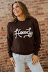 Howdy Script Graphic Crew Neck Pullover Sweater