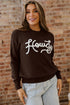 Howdy Script Graphic Crew Neck Pullover Sweater