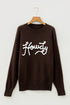 Howdy Script Graphic Crew Neck Pullover Sweater