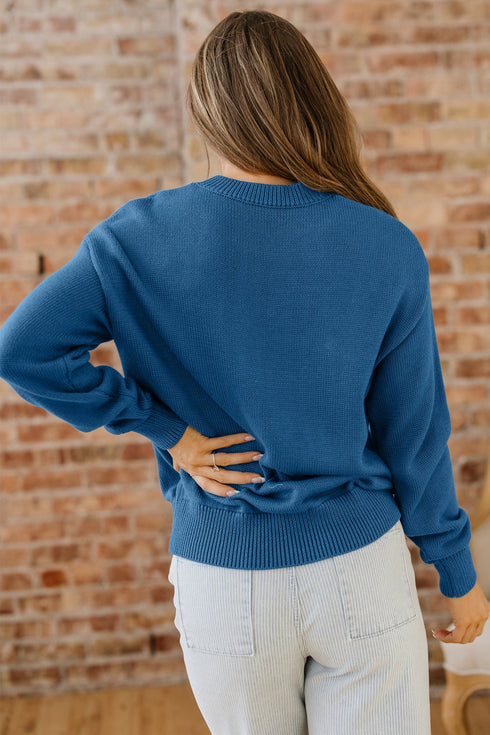 Howdy Script Graphic Crew Neck Pullover Sweater
