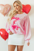 Hugs And Kisses Textured Graphic Raglan Pullover Sweatshirt
