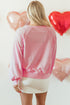 Hugs And Kisses Textured Graphic Raglan Pullover Sweatshirt