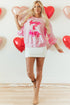 Hugs And Kisses Textured Graphic Raglan Pullover Sweatshirt