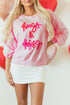 Hugs And Kisses Textured Graphic Raglan Pullover Sweatshirt