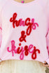 Hugs And Kisses Textured Graphic Raglan Pullover Sweatshirt