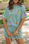 Iceland Blue Guitar Print Corded Short Set