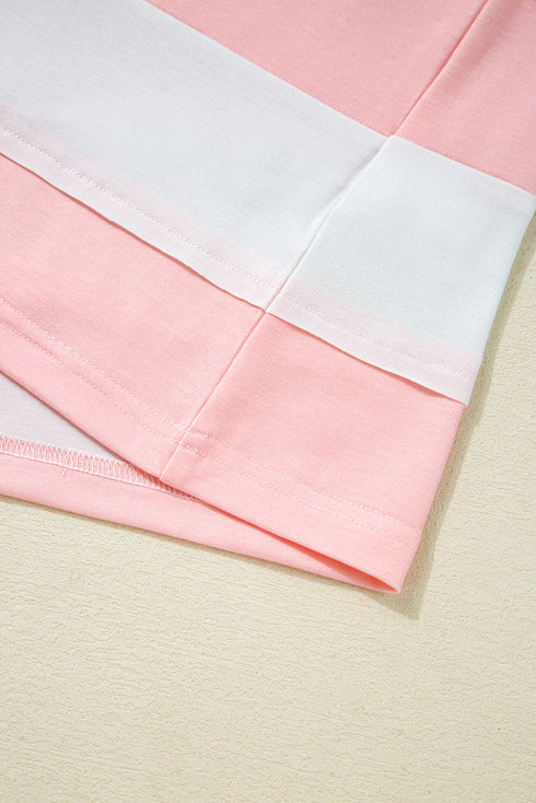 Independence Day Stars And Stripes Raw Hem Color Block T Shirt