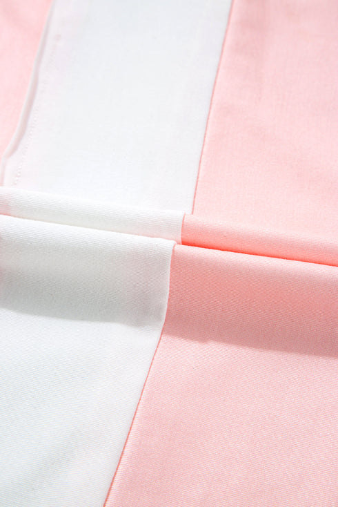 Independence Day Stars And Stripes Raw Hem Color Block T Shirt