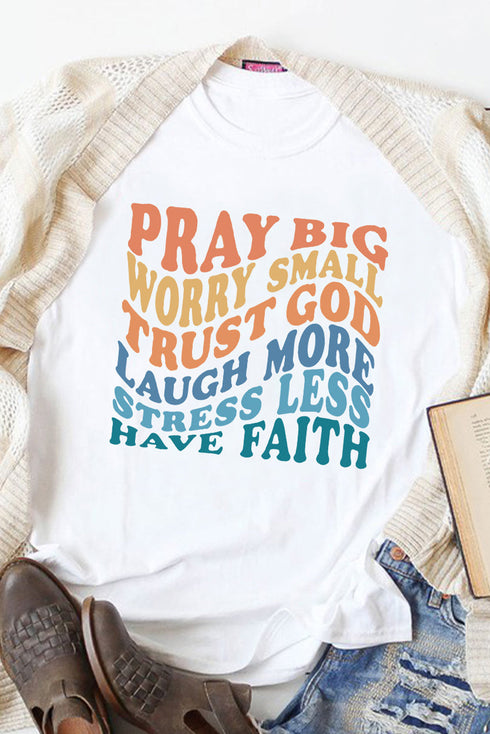 Inspirational Faith Message Graphic Print Short Sleeve Shirt