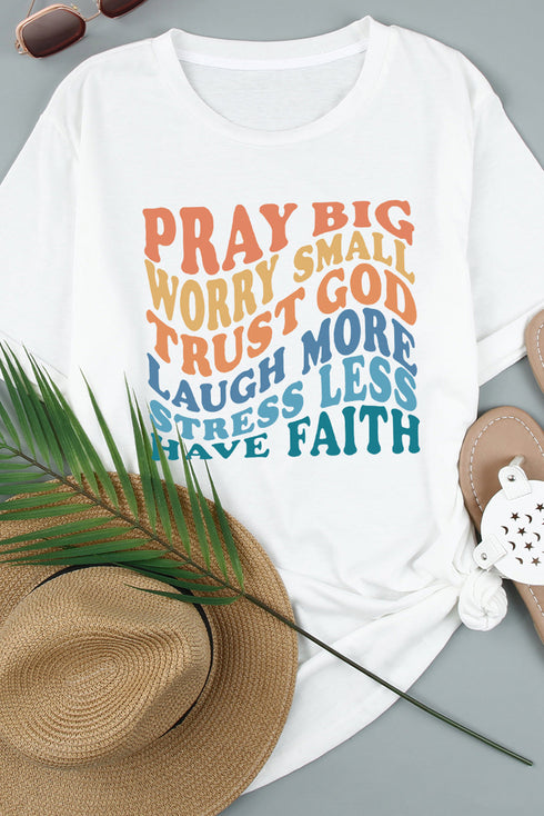 Inspirational Faith Message Graphic Print Short Sleeve Shirt