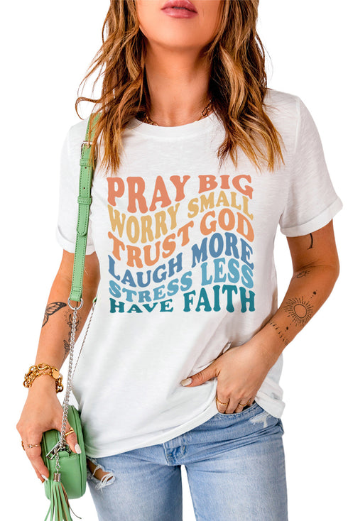 Inspirational Faith Message Graphic Print Short Sleeve Shirt