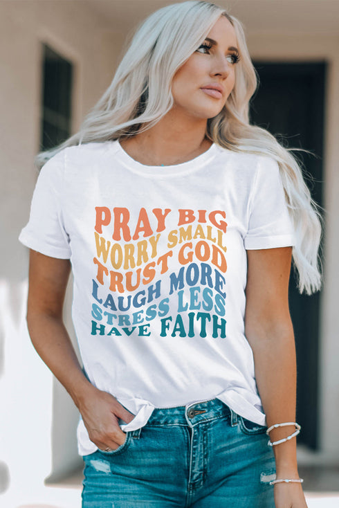 Inspirational Faith Message Graphic Print Short Sleeve Shirt
