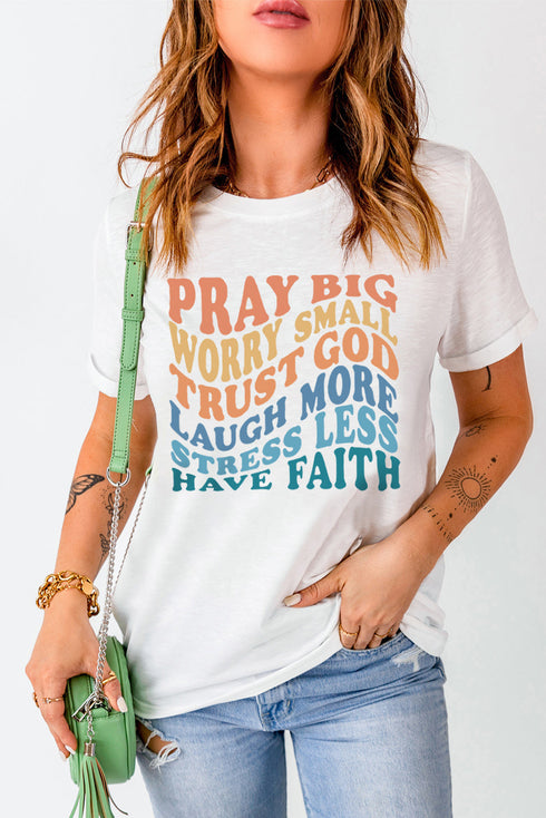 Inspirational Faith Message Graphic Print Short Sleeve Shirt