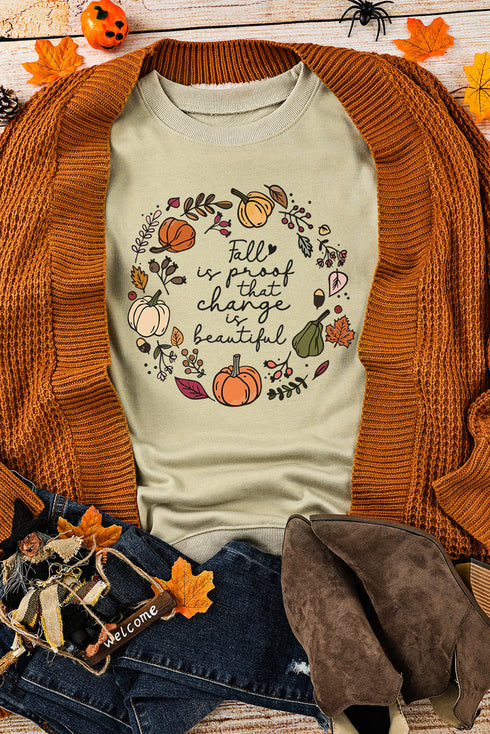 Inspirational Fall Quote Graphic Print Crew Neck Sweatshirt
