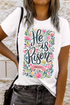 Inspirational Floral Text Graphic Print Crew Neck Tee