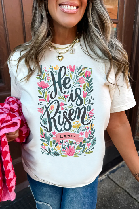 Inspirational Floral Text Graphic Print Crew Neck Tee