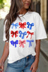 Inspiring USA Bow Graphic Patriotic Summer Tee