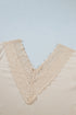 Intricate Lace Spliced V Neck Long Sleeve Top