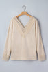 Intricate Lace Spliced V Neck Long Sleeve Top