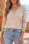 Intricate Lace Spliced V Neck Long Sleeve Top