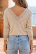 Intricate Lace Spliced V Neck Long Sleeve Top