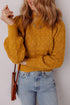 Intricate Pointelle Knit Balloon Sleeve Mock Neck Pullover Sweater