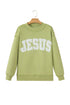 Jesus Letter Patch Exposed Seam Mock Neck Baggy Sweatshirt