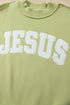 Jesus Letter Patch Exposed Seam Mock Neck Baggy Sweatshirt