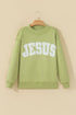 Jesus Letter Patch Exposed Seam Mock Neck Baggy Sweatshirt