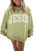 Jesus Letter Patch Exposed Seam Mock Neck Baggy Sweatshirt