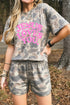 Jesus Loves You Camouflage Graphic Two Piece Short Set