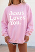 Jesus Loves You Polka Dot Trim Mock Neck Sweatshirt