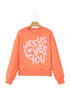 Jesus Loves You Puffy Letter Graphic Sweatshirt