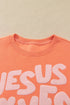 Jesus Loves You Puffy Letter Graphic Sweatshirt