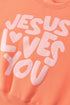 Jesus Loves You Puffy Letter Graphic Sweatshirt