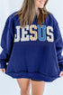 Jesus Mixed Pattern Embroidered Patch Mock Neck Sweatshirt